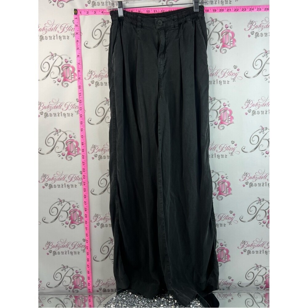 aerie Wide Leg Pull-On Pants Black Flowy bohemian Bottoms